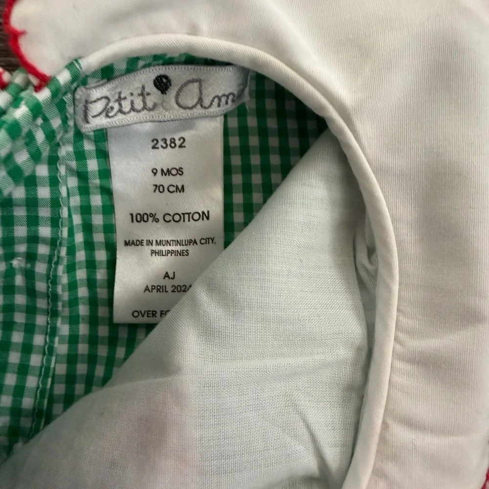 Petit Ami Green and White Baby Dress - Picture 3 of 6